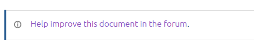 How the "help improve this document in the forum" banner looks|540x103